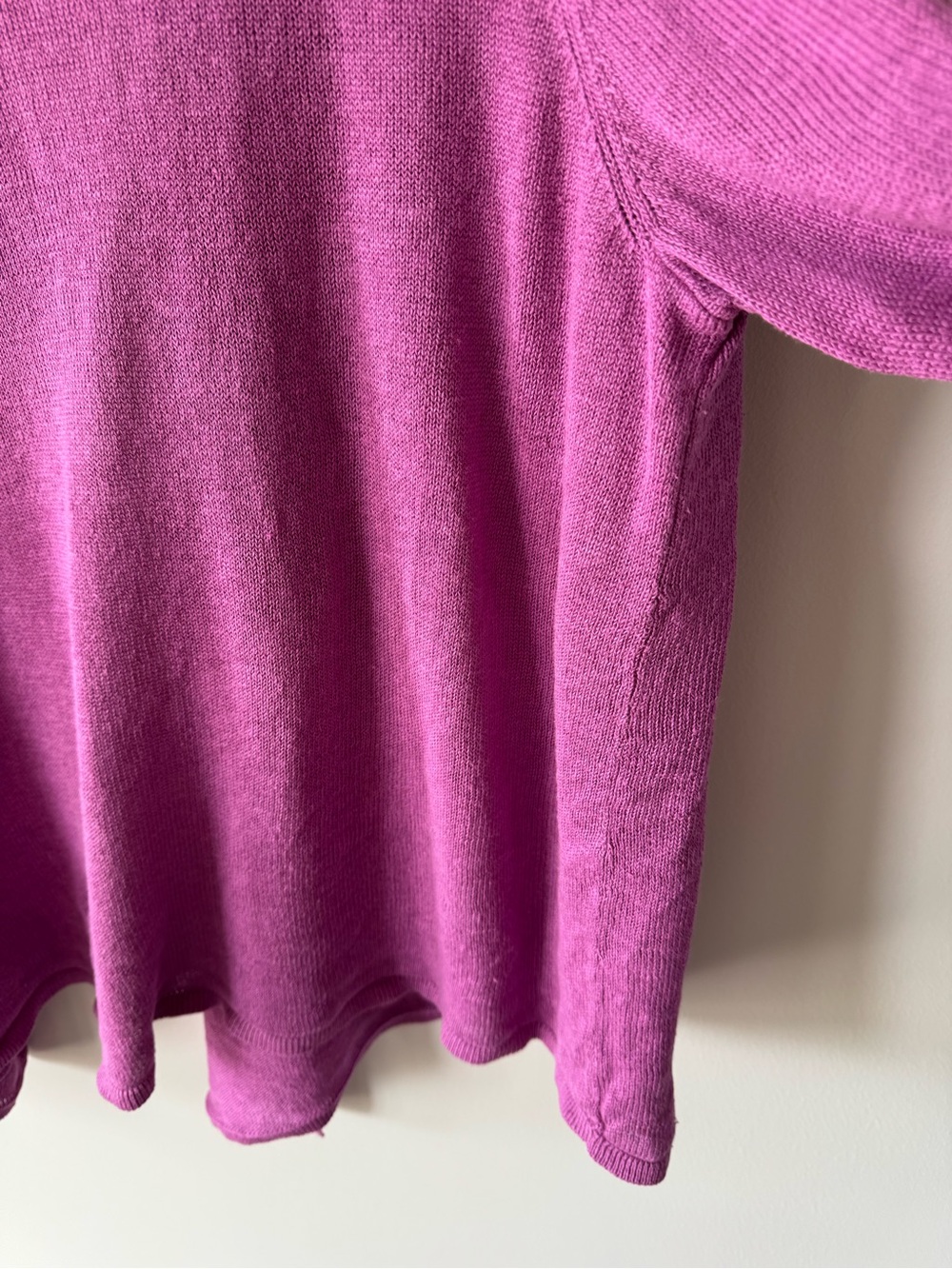 Eileen Fisher Open-Front Linen Knit Cardigan in Vibrant Magenta - Picture 9 of 11